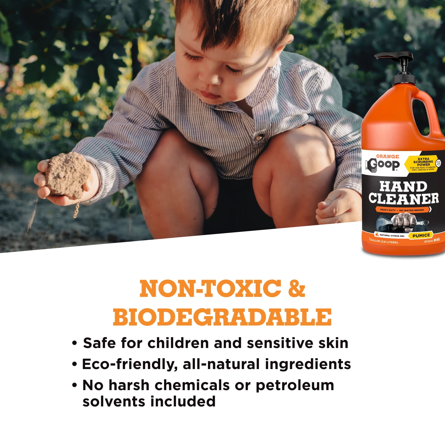 GOOP Orange Liquid with Pumice Multi-Purpose Waterless Hand Cleaner - 1 Gallon Pump Bottle
