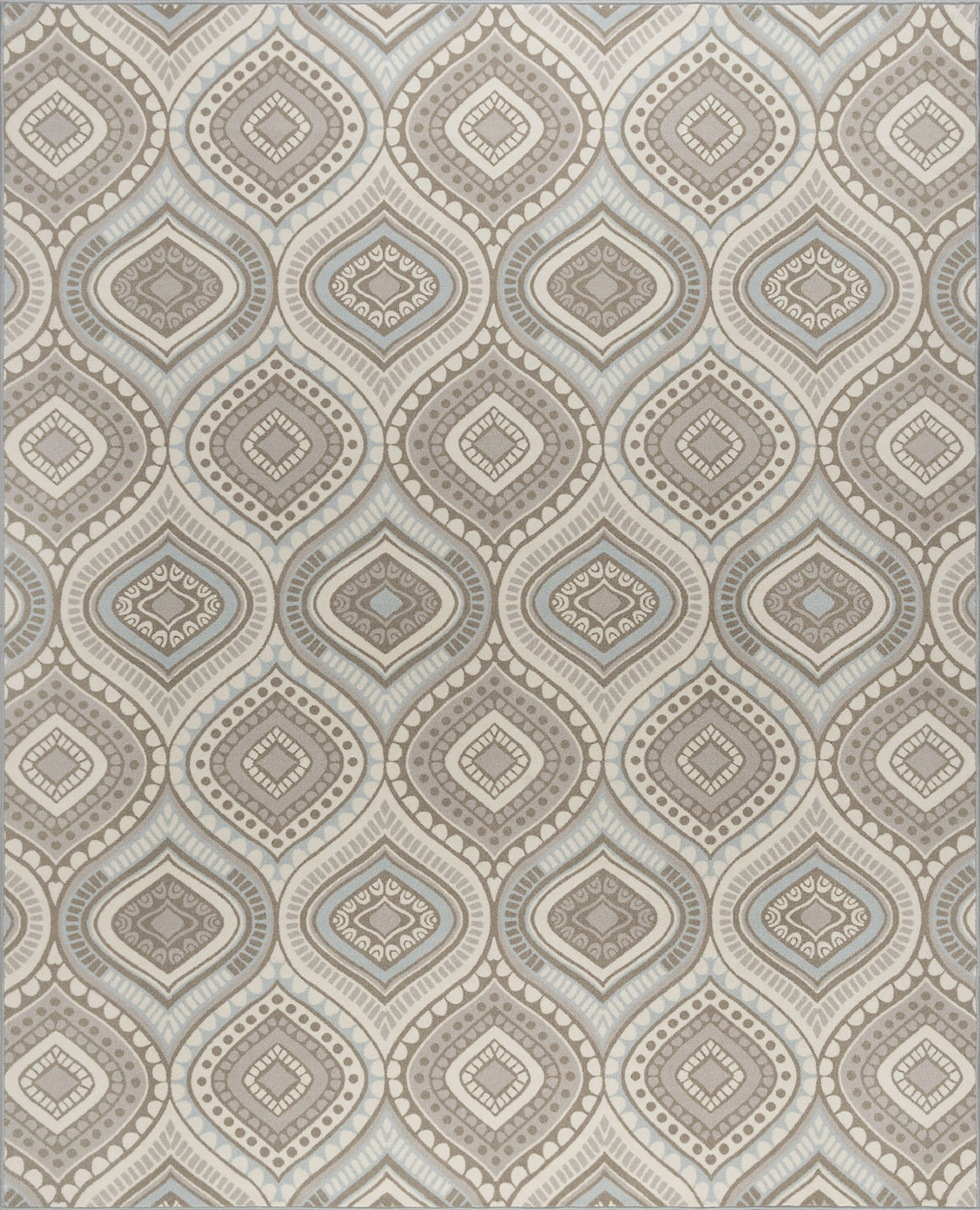 Contemporary 8x10 Area Rug (7'10'' x 9'10'') Geometric Taupe, Gray Living Room Easy to Clean