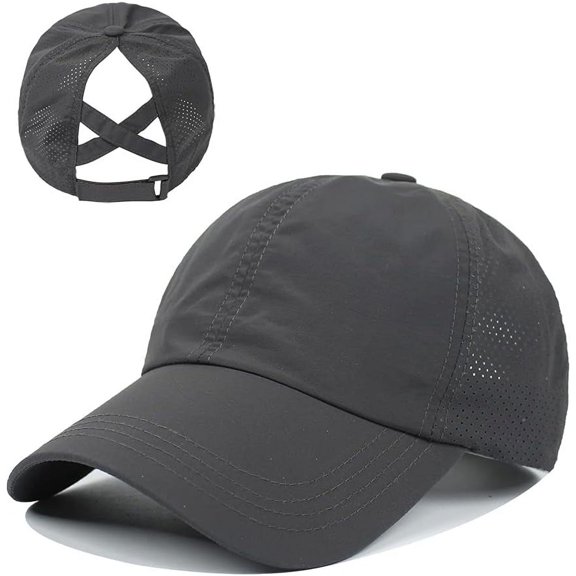 LinYooLi Women Ponytail Baseball Cap Adjustable High Messy Bun Hat Mesh Quick Dry Baseball Hat Sun Hat