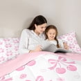 thumbnail image 4 of Manfei Pink Bowknot Cherry Twin Bedding Sets for Girls, Cute Flower Floral Bedding Comforter Set, Pink Reversible, 7-Piece, 4 of 7