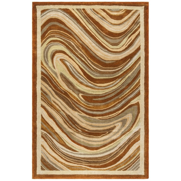 SAFAVIEH Martha Stewart Marble Swirl October Leaf Area Rug, October Leaf Red, 5'6" x 8'6"