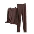 thumbnail image 6 of 2 Pack ylioge Womens Plus Size Pajama Sets M-5X 2 Piece Long Sleeve Tops and Pants Loungewear Outfits Casual Solid Color Soft-Modal Homewear Pajamas Set, 6 of 8