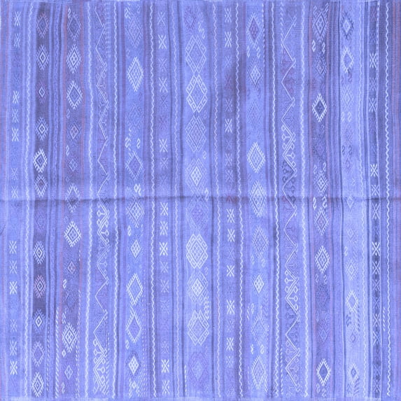 Ahgly Company Machine Washable Indoor Square Southwestern Blue Country Area Rugs, 7' Square