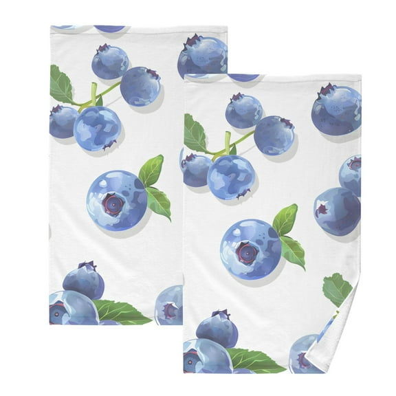 Ryvnso Blueberry Fruits Cotton Hand Towels Sets Face Towel 2 PCs Bathroom Decorative