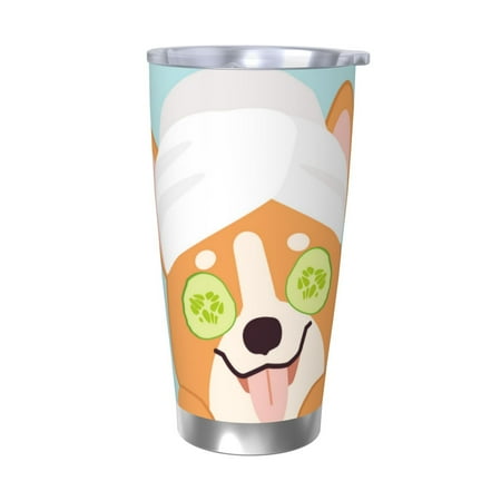 

Vsdgher Corgi With Towel Ans Slice Cucumber 20 Oz Stainless Steel Vacuum Insulated Travel Mug Coffee Cup for Home Office Outdoor Works Great for Ice Drinks and Hot Beverage -Without Straw