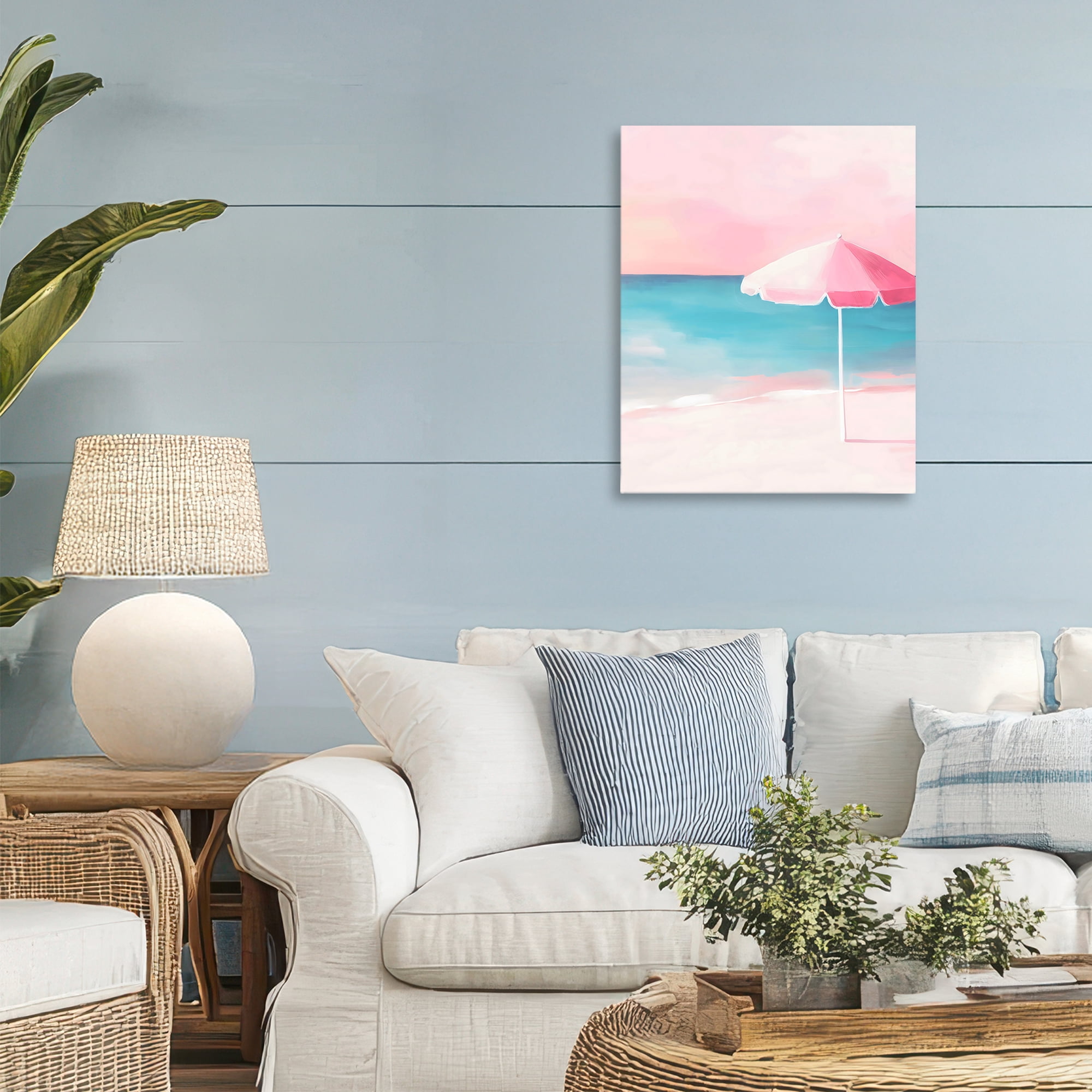 Stupell Industries Serene Pink Beach Umbrella Canvas Wall Art, design by The Prints Vibe