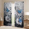 thumbnail image 2 of Homewish Flying Blue Butterflies Blackout Curtains Set of 2 (52x84 Each) for Female Men Adults,Floral Daisy Window Curtains,Chic Flowers Curtains and Drapes,Breathable Home Decor, 2 of 6