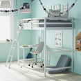thumbnail image 3 of Flash Furniture Riley Loft Bed Frame with Desk, Twin Size Wooden Bed Frame with Protective Guard Rails & Ladder for Kids and Teens - White, 3 of 12