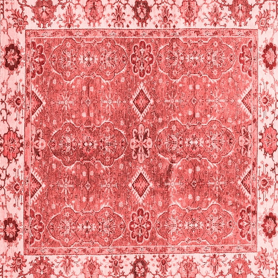 Ahgly Company Machine Washable Indoor Square Oriental Red Traditional Area Rugs, 6' Square