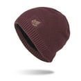 thumbnail image 2 of Yuanlong Mens Beanie Hat Lined Leaf Decor Winter Knit Skull Cap Warm Windproof Stylish Casual Outdoor Sports Headwear, 2 of 4