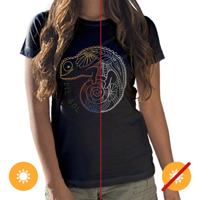 T-Shirt à Col Rond pour Filles - Chameleon - Noir par DelSol pour Femmes - 1 Pce T-Shirt (YS)