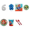 Super Mario Party Supplies Party Pack For 16 With Silver #6 Balloon