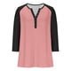 thumbnail image 5 of Camisas holgadas,Camiseta raglán con cuello en V para mujer, manga 3/4, blusa informal de cuello redondo para estar en casa, sopatenor, 5 of 9