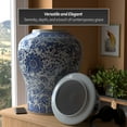 thumbnail image 3 of Red Lantern 32" Floral Blue & White Porcelain Temple Jar, 3 of 7