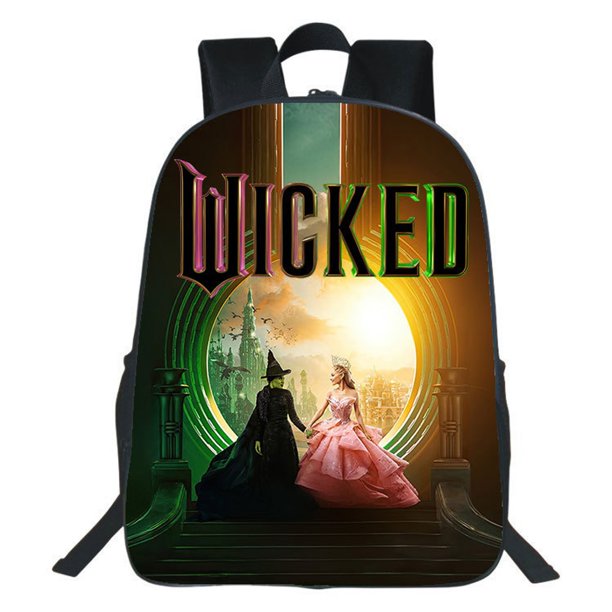 Vlemua Wicked Backpack, Back to School Supplies, 16" Wicked Cartoon Cute Travel Schoolbag for Fans, School Shoulder Bag for Students and Fans