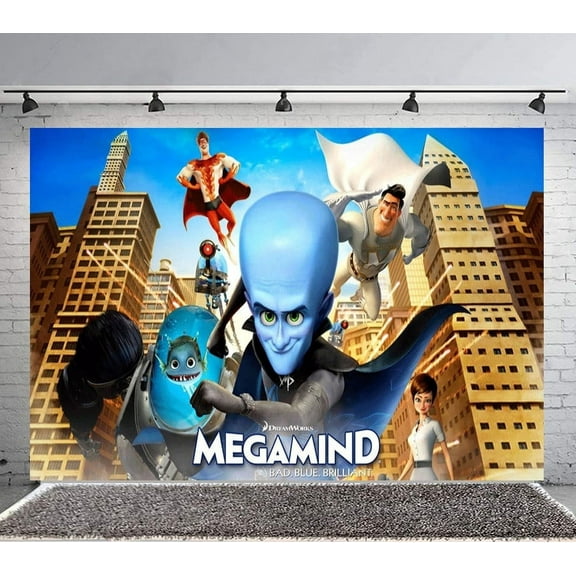 Megamind Backdrop Banner Party Supplies Poster Movie Theme Background for Photography Birthday Decorations