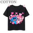 thumbnail image 2 of Camiseta de algodón con cuello redondo y manga corta para niños y bebés, diseño de dibujos animados de Disney Stitch, anime, moda de verano, 2 of 5