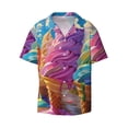 thumbnail image 2 of Lsque Rainbow Melting Ice Cream print Men's Cuban Collar Short Sleeve Shirt Summer Beachwear Casual Button Down Fashionable Vacation Leisure Shirt-Medium, 2 of 7