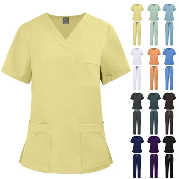 Summer Thin Short Sleeve Surgical Scrub Suit for Female Doctors in Operating Rooms Stretch Quick Dry Ideal for Beauty Salons
