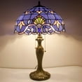 thumbnail image 2 of Tiffany Lamp Table Bedside Lamp Stained Glass Shade Metal Base 24"Tall Large Desk Light Blue Purple Baroque Lavender Luxurious Boho Victorian Living Room Bedroom Farmhouse WERFACTORY Led Bulb Included, 2 of 7