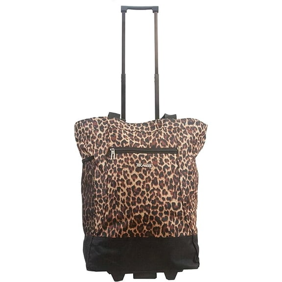 New York XPress Design Pattern Carry on Bag Cabin Shopping Tote Bag with Wheeled - LEOPARD