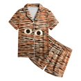 thumbnail image 4 of Leey-World Toddler Pajamas Toddler Kids Little Girls Halloween Satin Pajamas Pumpkin Short Sleeve Button Down Sleepwear Pjs Set Pjs for Girls 2T 3T 4T 5T 6T 7T 8T, 4 of 6