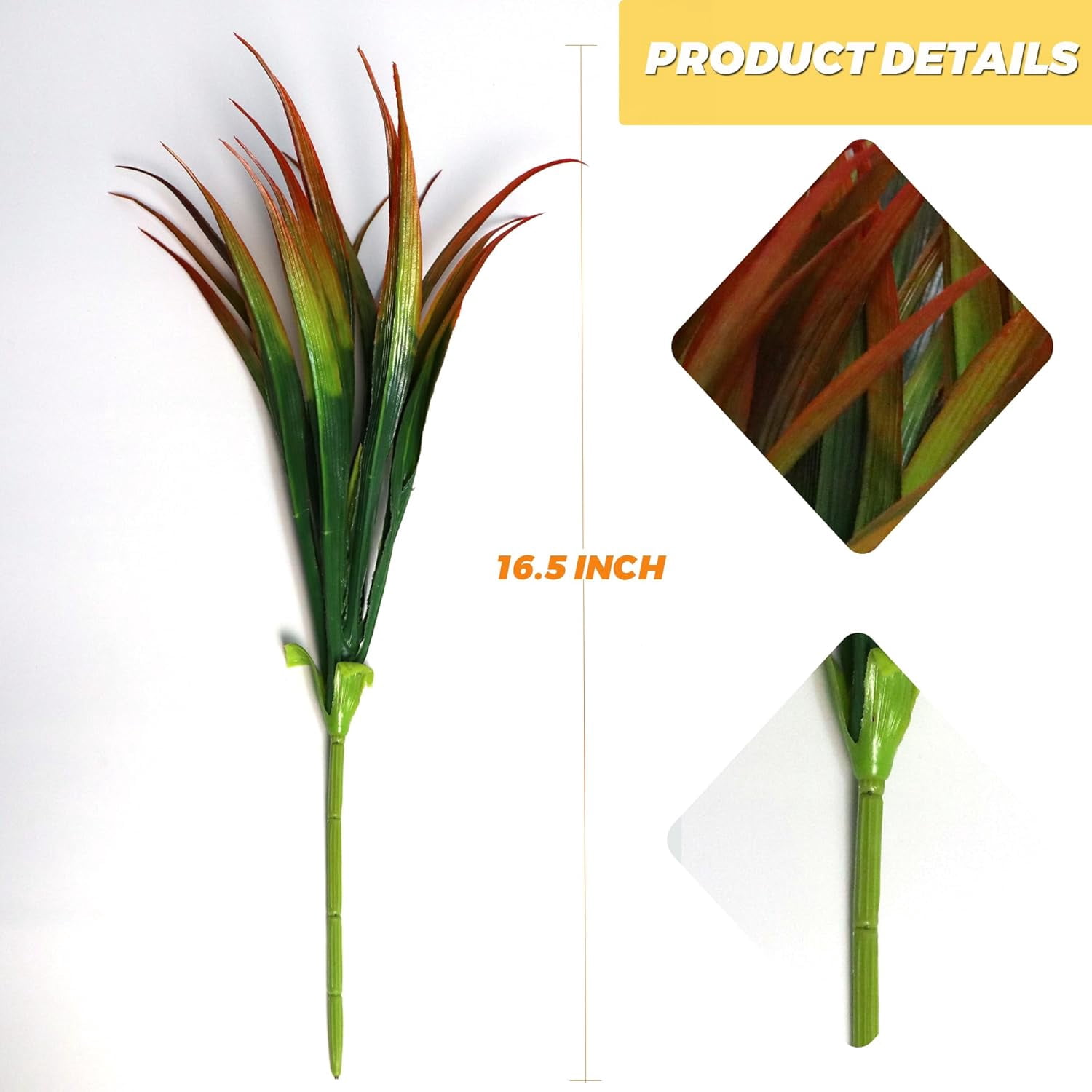 Artificial Grass Fake Plants Outdoor Plastic Plants UV Resistant Greenery Fake Grass for Home Window Garden Office Patio Hanging Planter Pathway Front Porch Decor Red (Yellow)