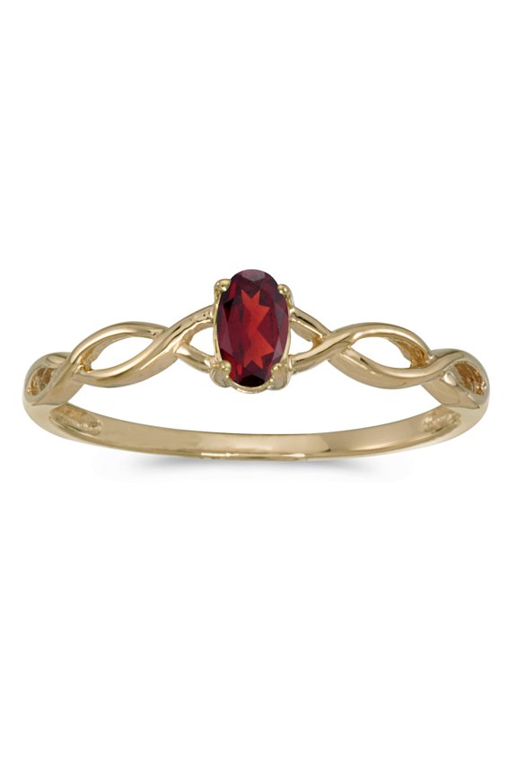 14k Yellow Gold Oval Garnet Ring
