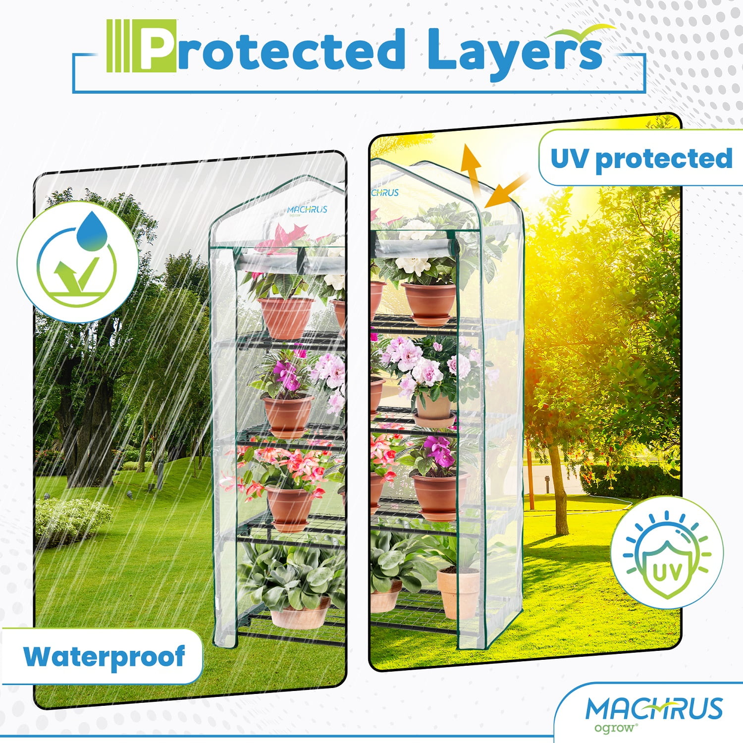 Machrus Ogrow Ultra-Deluxe 4 Tier Portable Greenhouse - Ideal for Indoor Mini Greenhouse & Outdoor Gardening