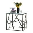 thumbnail image 4 of Modern Square End Side Table, Tempered Glass Top Metal Coffee Table, Silver, 4 of 7