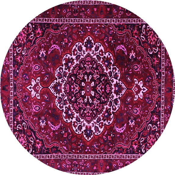 Ahgly Company Indoor Round Medallion Pink Traditional Area Rugs, 8' Round