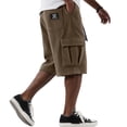 thumbnail image 2 of Dwellite Cargo Shorts for Mens Casual Drawstring Elastic Waist Corduroy Summer Beach Shorts with Pockets Brown M, 2 of 7
