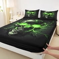 thumbnail image 3 of Castle Fairy Gothic Skull 4 Pieces Queen Sheet Sets for Boys Girls,Abstract Green Lightning Ultra Soft Flat Sheet,Exotic Style Queen Fitted Sheet,Ultra Soft Home Decor, 3 of 7