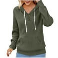thumbnail image 3 of BiZtdJrK Womens Waffle Pullover Hoodie Long Sleeve Oversized Drawstring Sweatshirt with Pocket Casual Athletic Gym Hooded Sweatshirt Army Green M, 3 of 5