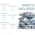 thumbnail image 5 of Regency Heights Full/Queen Comforter Sets, Reversible Seersucker Floral Bedding Sets, 3 Piece Lightweight Navy/Blue Botanical Flowers Comforter Bed Set with Pillow Shams, 5 of 11