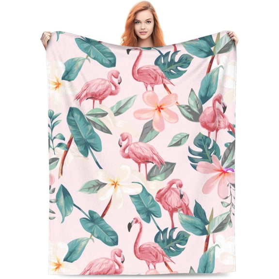 Flamingo Blanket 50''''x60'''' Cute Flower Throw Blanket for Women Girls Lightweight Soft Plush for Crib Couch Travel Gifts for Flamingo Lovers Flamingo Decorations Flamingo Decor Abstract