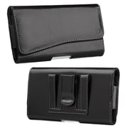 Black Universal Leather Belt Clip Cover Holster Pouch Sleeve Phone Holder Carrying Case [6.6" x 3.5" x 0.7"] for SAMSUNG Galaxy S10+ / S10 Plus / S9 Plus / Note 9 /S8 Plus /J7V /S7 Plus /Halo