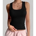 thumbnail image 5 of Summer Womens Tank Tops Square Neck Fitted Sleeveless Shirts for Women Ribbed Basic Top, 5 of 8