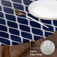 thumbnail image 3 of Navy Blue Ombre Stripe Round Tablecloth, Fitted Table Cover with Elastic for 45"-54" Round Tables, Modern Abstract Gradient Striped Table Cloth Outdoor Indoor Dinning Party Waterproof Tablecloths, 3 of 7
