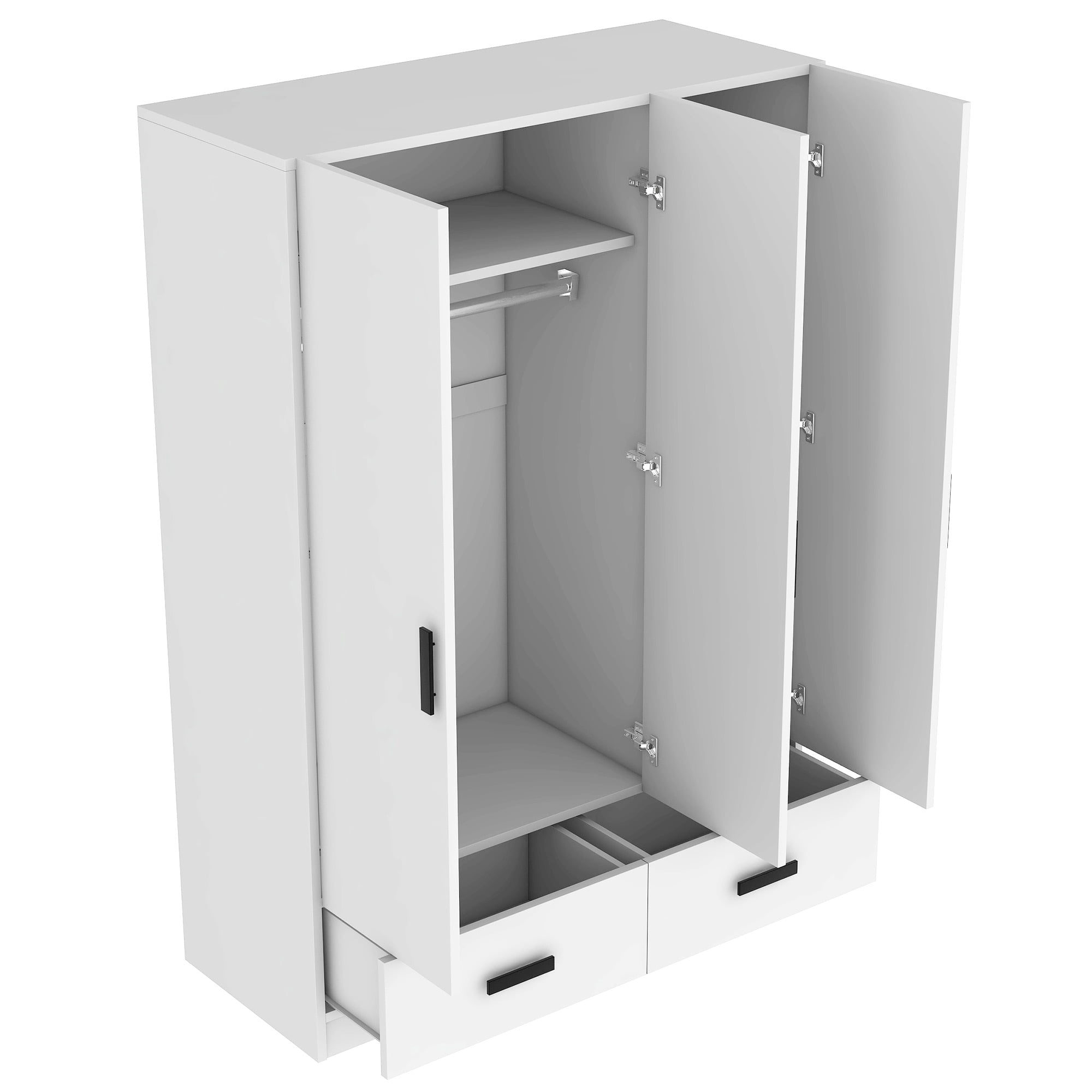 EUROCO 67.7 Modern Armoire Wardrobe, 3 Door Cabinet Closet with Clothing Rods for Kids Adutls, White
