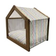 thumbnail image 2 of Striped Pet House, Vertical Abstract Featured Swirl Lines Curved Sketchy Bands and Dots Display, Outdoor & Indoor Portable Dog Kennel with Pillow and Cover, 5 Sizes, Multicolor, by Ambesonne, 2 of 5