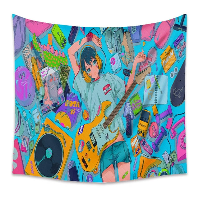 Tapiz para guitarra musical, habitación de niña, estética, 150 x 130 cm, microtela