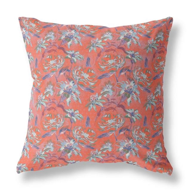 HomeRoots 413820 Oreiller de 16 Po avec Roses Oranges à l'Intérieur et à l'Extérieur