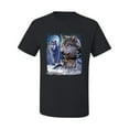 thumbnail image 2 of Wolves and the Moon in the Winter Night | Mens Animal Lover Graphic T-Shirt, Black, Small, 2 of 3