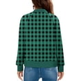 thumbnail image 3 of Womens Lightweight Plaid Jackets Stand Collar Zip up Checkered Coat Casual Long Sleeve Outerwear with Pockets New Oversized Jacket for Women Lightweight Green XL, 3 of 6