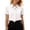 White, variant on Ticikt Women's Tie Neck Short Sleeve Blouse, Solid Color Collared Work Shirt with Necktie,Black