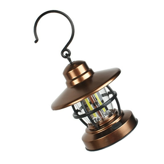 GETAJGHSD 1Pack Light Brown Hanging Lantern Light Battery Powered Vintage Style for Garden Tent Camping