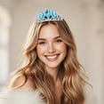 thumbnail image 4 of DESIGNICE Crown Sparkling Crystal Birthday Crown Kids Alloy Tiara Rhinestone Princess Crown 12.5x5cm,Silver,Blue, 4 of 7
