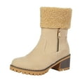 thumbnail image 7 of Fuzzy Winter Boots for Women Suede Lug Sole Stacked Heel Zipper Short Snow Booties Casual Round Toe Ankle Boots, 7 of 7