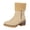 Beige, variant on Suede Ankle Boots for Women Warm Fur Lined Side Zipper Chunky Mid Heel Winter Snow Shoes